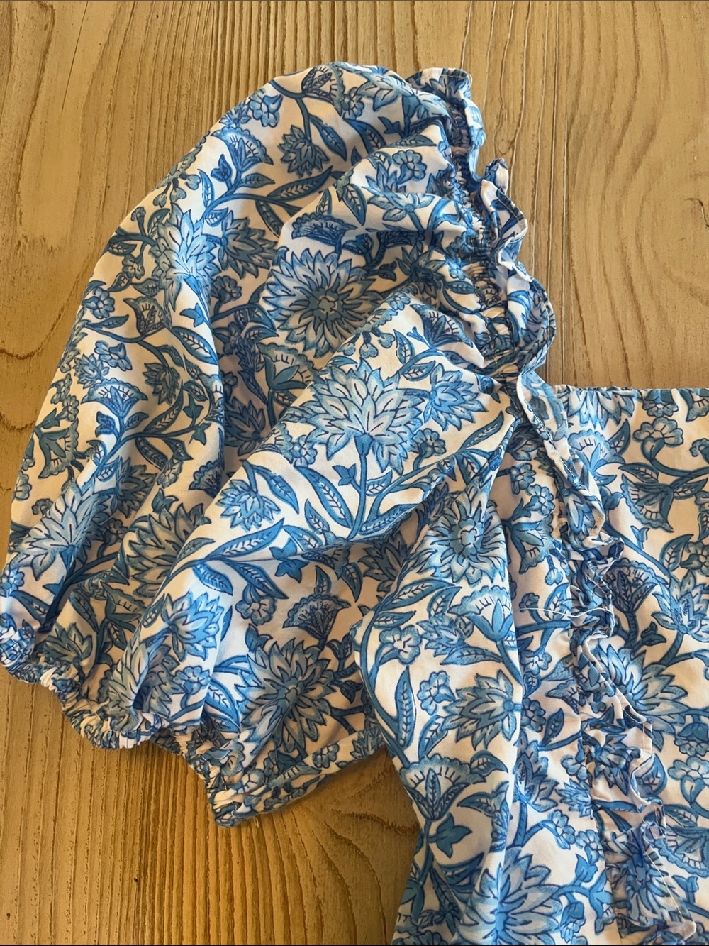 Cece Blue Floral Puff Sleeve Square Neck Women's Top blouse size medium - Picture 2 of 11